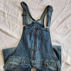 Ivy & Main Denim Overalls Cropped Juniors Size 11 Front Zip Adjustable Straps